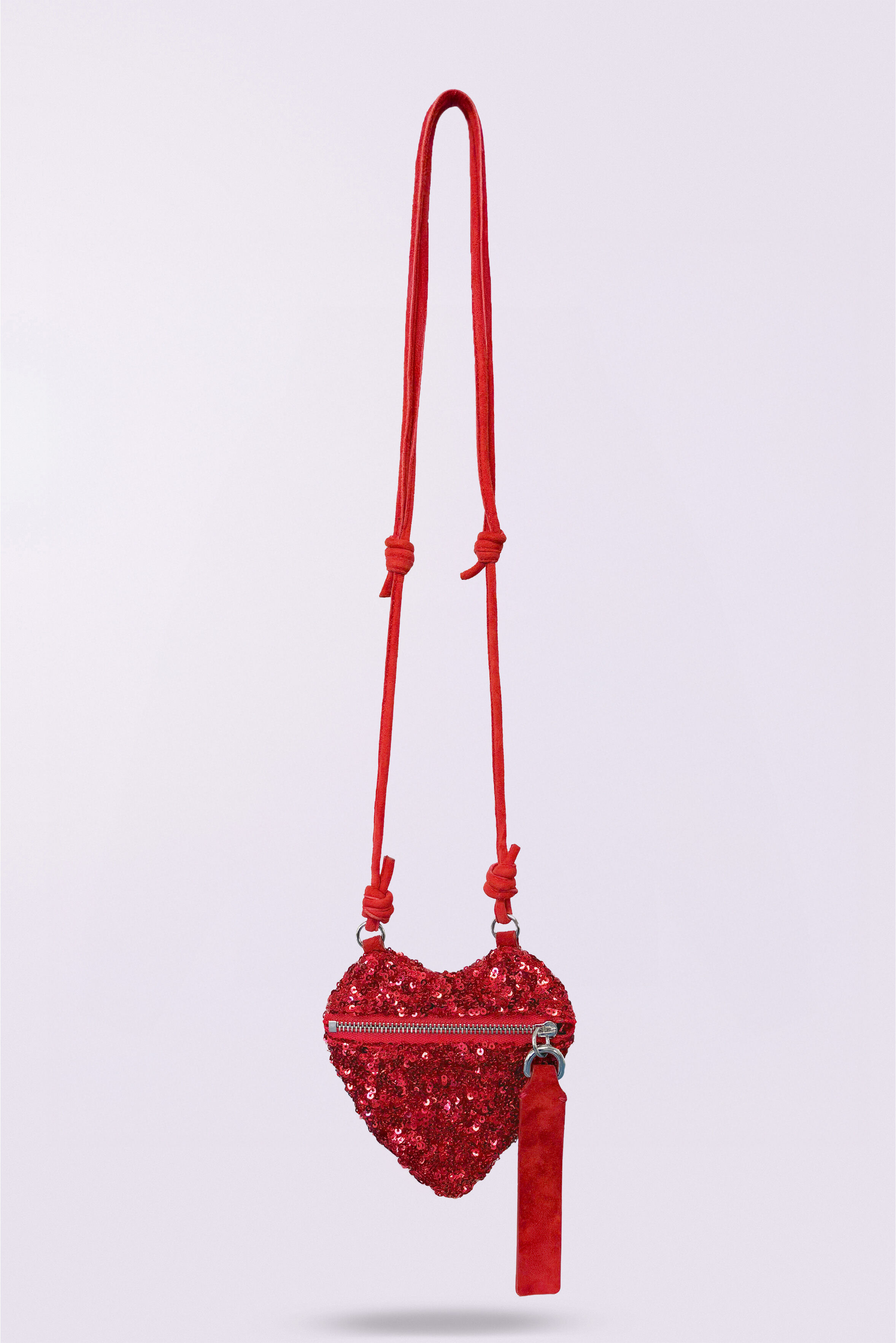 Sequin Heart Mini Bag Red